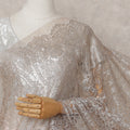 Champagne Silver Chantilly Lace Saree - D31612