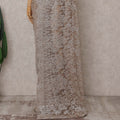Champagne Silver Chantilly Lace Saree - D31612