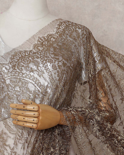 Antique Bronze Chantilly Lace Saree - D31611