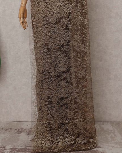 Antique Bronze Chantilly Lace Saree - D31611