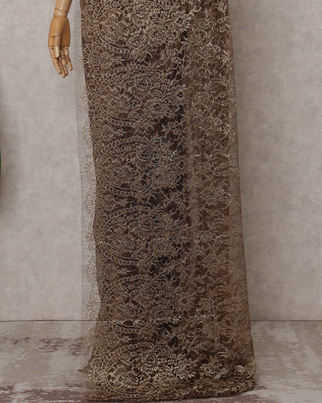 Antique Bronze Chantilly Lace Saree - D31611