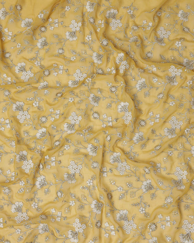 golden mustard yellow floral Fabric 110cm | Regal Fabrics