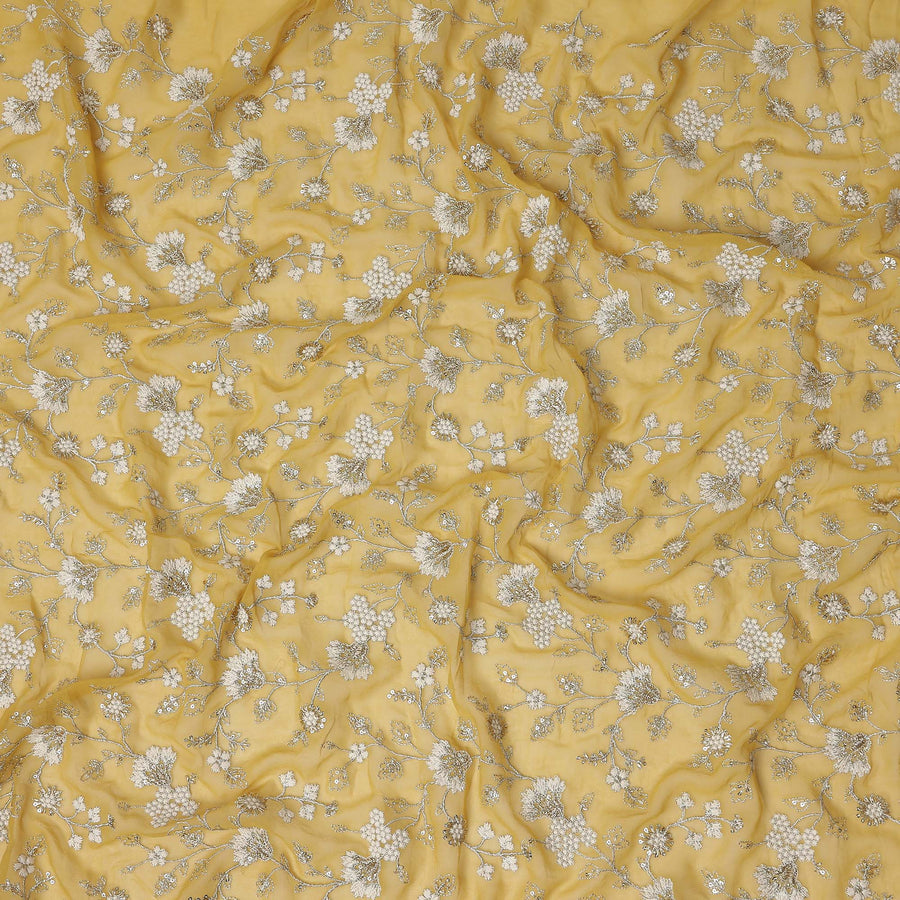 golden mustard yellow floral Fabric 110cm | Regal Fabrics