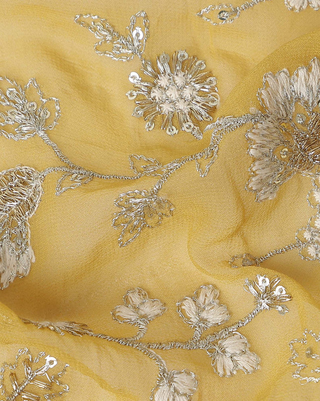 golden mustard yellow floral Fabric 110cm | Regal Fabrics