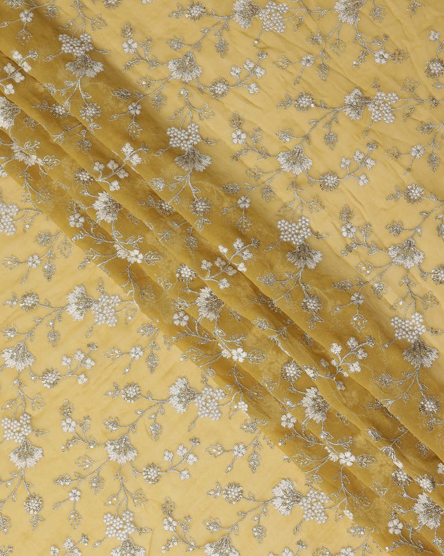 golden mustard yellow floral Fabric 110cm | Regal Fabrics