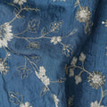 Denim Blue Synthetic Tussar Embroidery Fabric 110cm