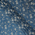 Denim Blue Synthetic Tussar Embroidery Fabric 110cm