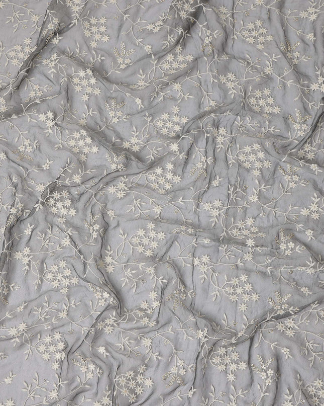 silver grey floral Fabric 110cm | Regal Fabrics