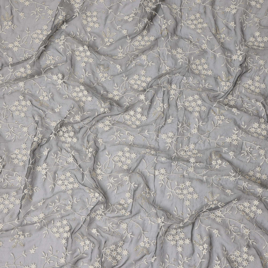 silver grey floral Fabric 110cm | Regal Fabrics