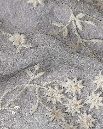 silver grey floral Fabric 110cm | Regal Fabrics