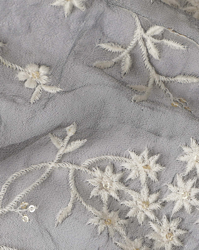 silver grey floral Fabric 110cm | Regal Fabrics