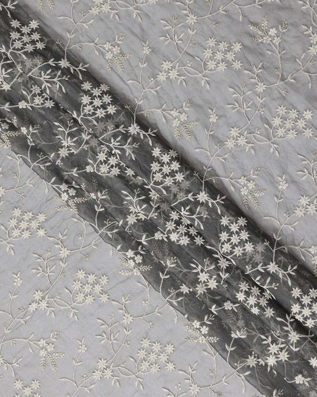 silver grey floral Fabric 110cm | Regal Fabrics