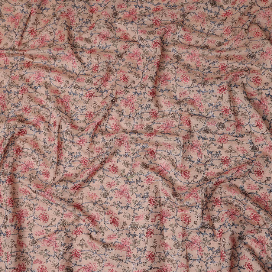 Warm Peach Synthetic Tussar Embroidery Fabric 110cm
