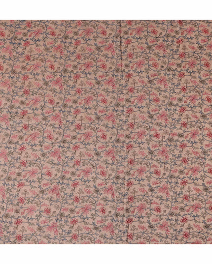 Warm Peach Synthetic Tussar Embroidery Fabric 110cm