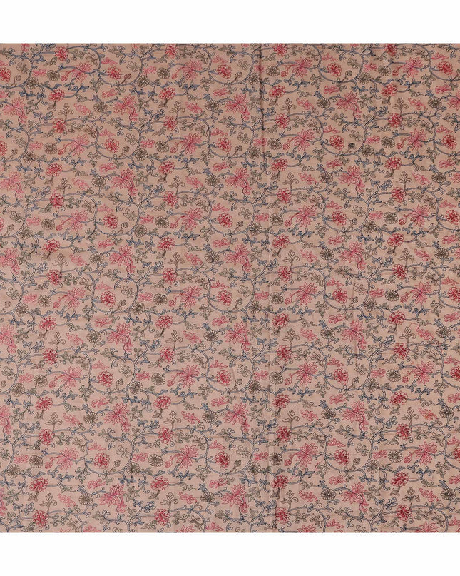 Warm Peach Synthetic Tussar Embroidery Fabric 110cm