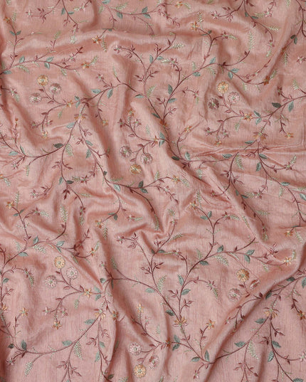 Dusty Rose Synthetic Tussar Embroidery Fabric 110cm