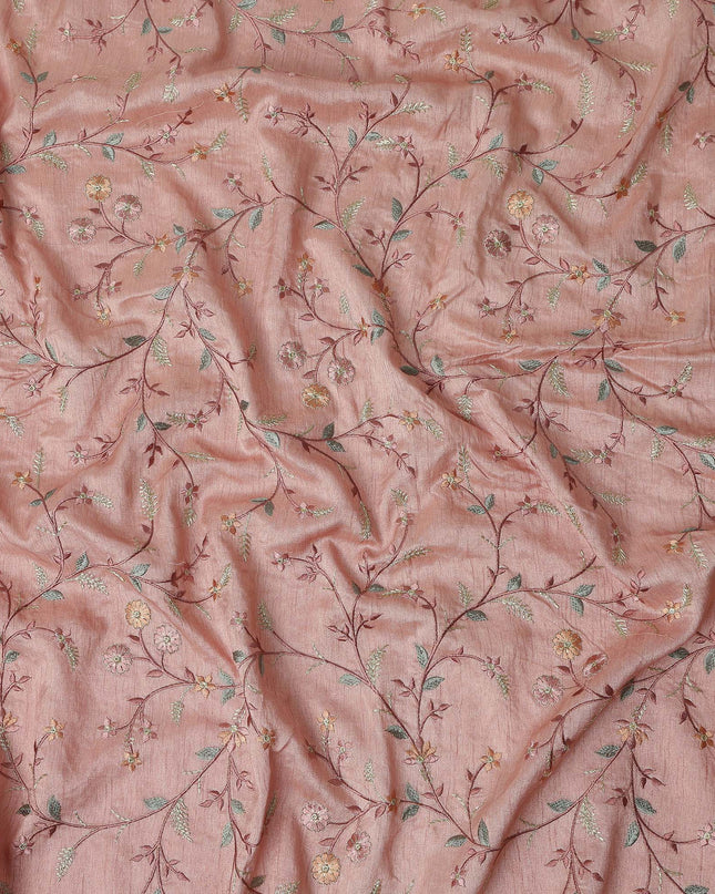 Dusty Rose Synthetic Tussar Embroidery Fabric 110cm