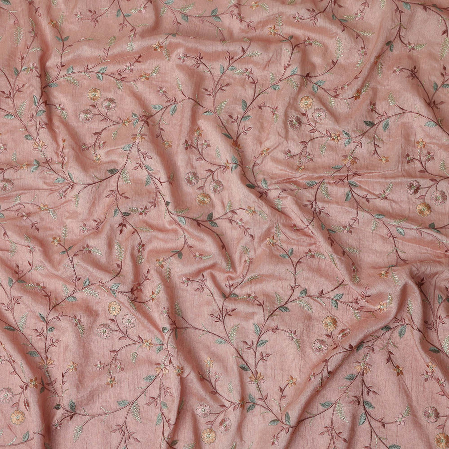 Dusty Rose Synthetic Tussar Embroidery Fabric 110cm