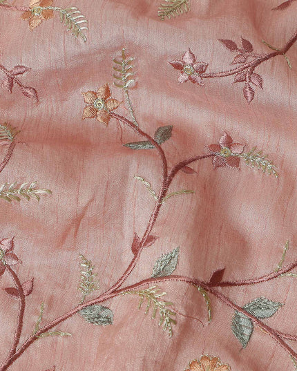 Dusty Rose Synthetic Tussar Embroidery Fabric 110cm