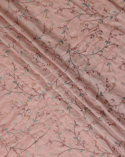 Dusty Rose Synthetic Tussar Embroidery Fabric 110cm