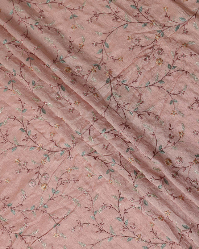 Dusty Rose Synthetic Tussar Embroidery Fabric 110cm