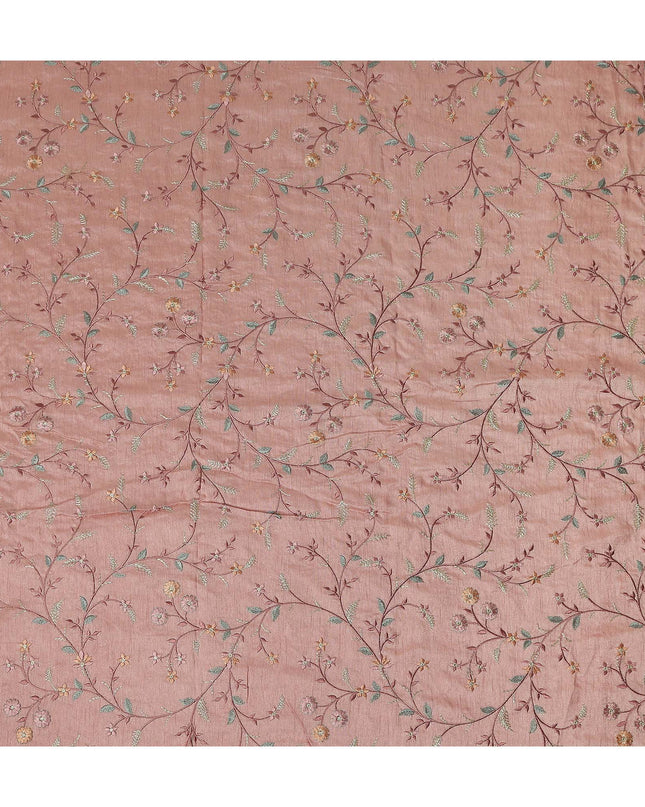 Dusty Rose Synthetic Tussar Embroidery Fabric 110cm