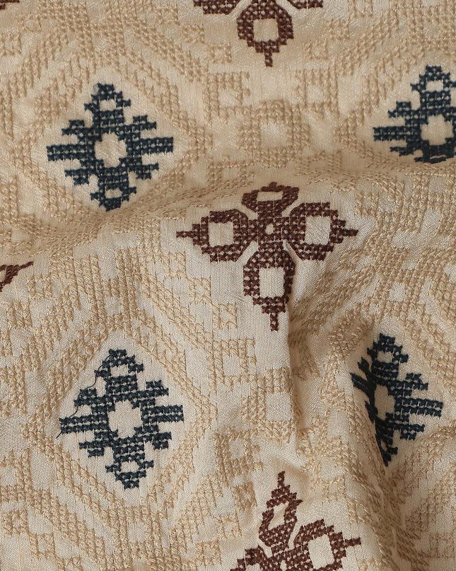 Warm Beige Pure Tussar Silk Fabric 110cm