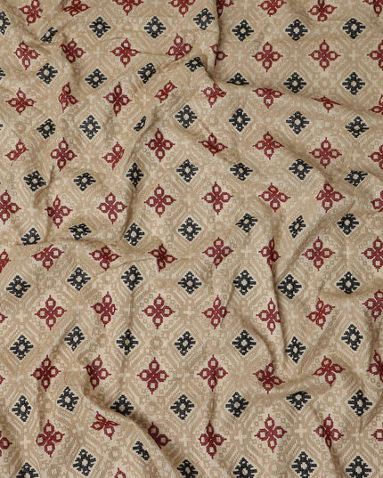Sand Beige Synthetic Tussar Embroidery Fabric 110cm