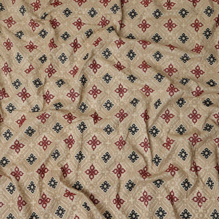 Sand Beige Synthetic Tussar Embroidery Fabric 110cm
