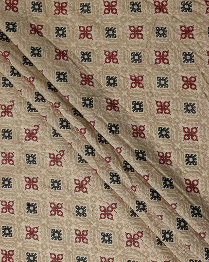Sand Beige Synthetic Tussar Embroidery Fabric 110cm