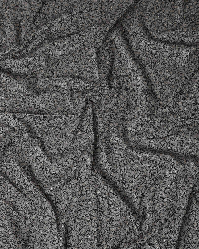 Graphite Grey Pure Tussar Silk Fabric 110cm