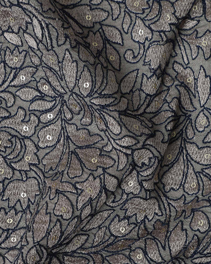 Graphite Grey Pure Tussar Silk Fabric 110cm