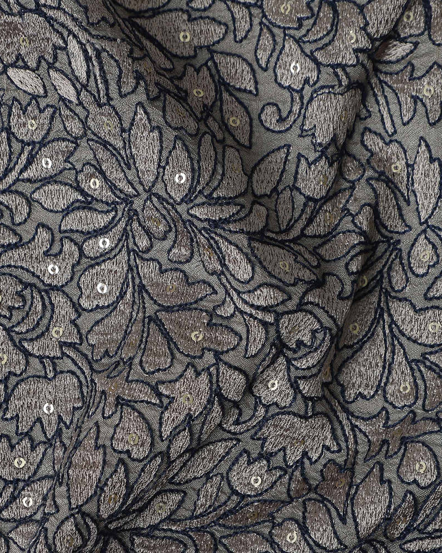 Graphite Grey Pure Tussar Silk Fabric 110cm