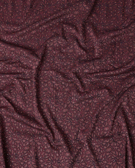 Deep Burgundy Pure Tussar Silk Fabric 110cm