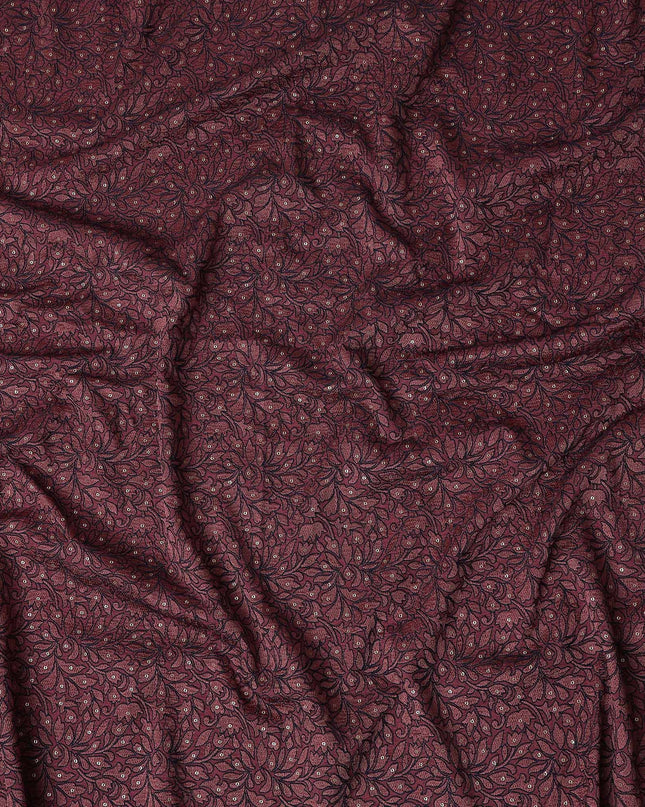 Deep Burgundy Pure Tussar Silk Fabric 110cm