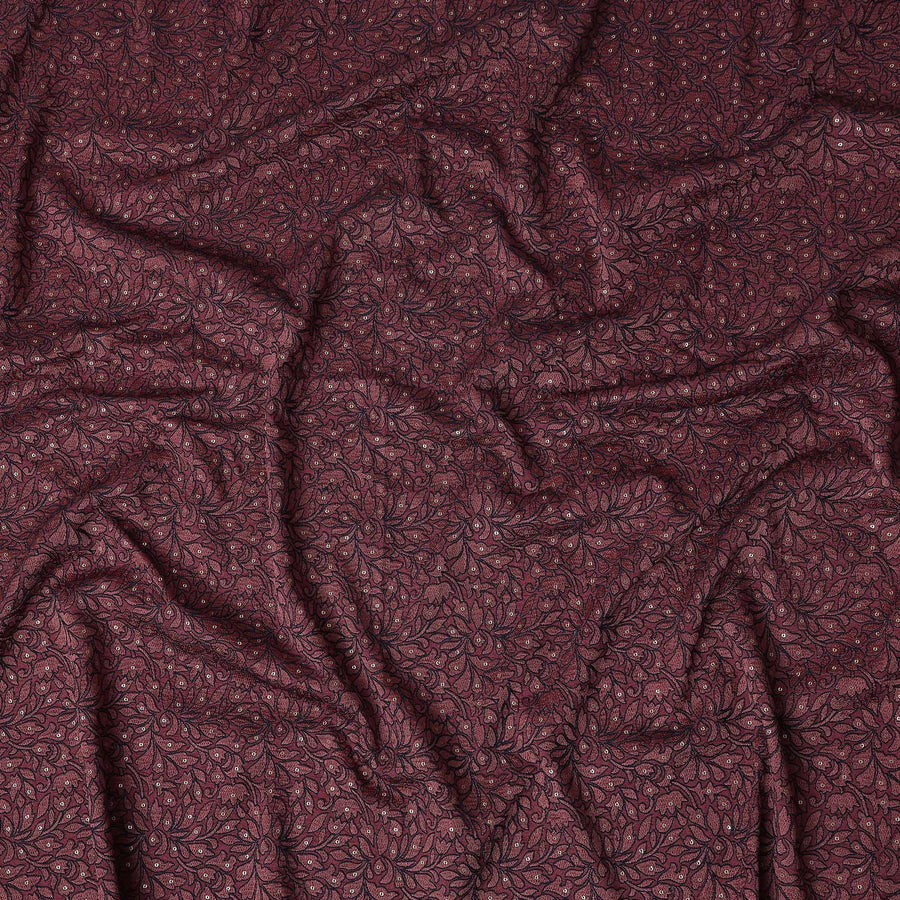 Deep Burgundy Pure Tussar Silk Fabric 110cm