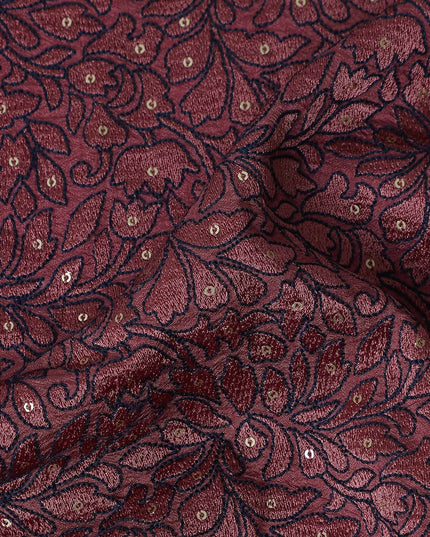 Deep Burgundy Pure Tussar Silk Fabric 110cm