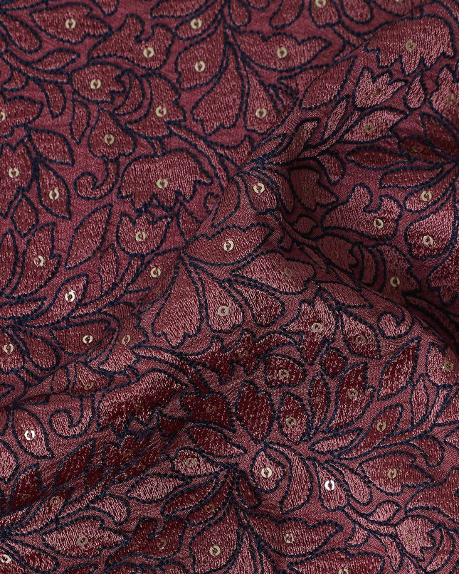 Deep Burgundy Pure Tussar Silk Fabric 110cm