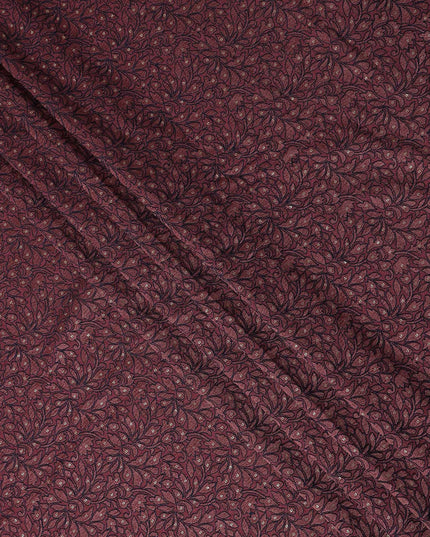 Deep Burgundy Pure Tussar Silk Fabric 110cm