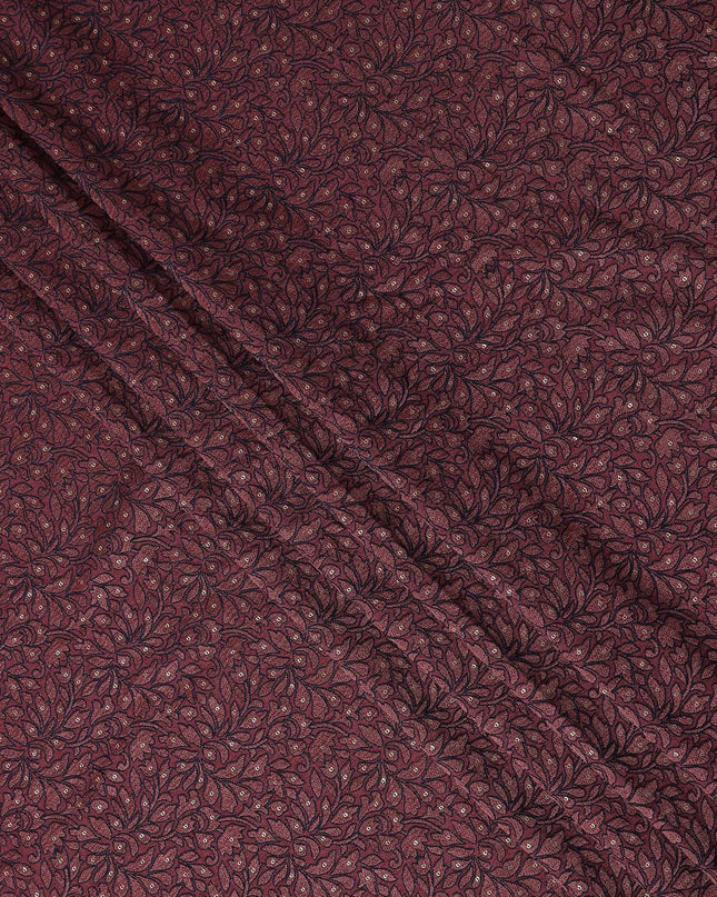 Deep Burgundy Pure Tussar Silk Fabric 110cm