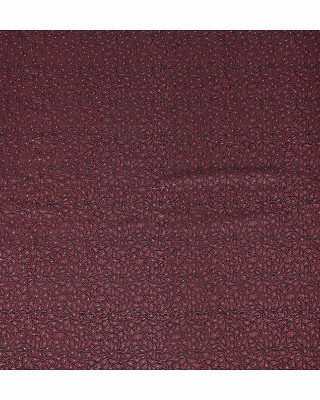 Deep Burgundy Pure Tussar Silk Fabric 110cm