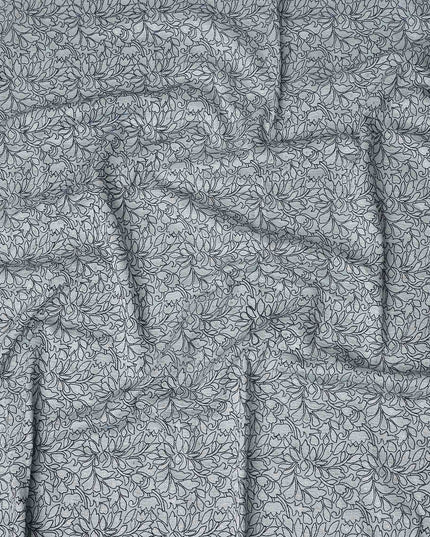 Silver Grey Pure Tussar Silk Fabric 110cm