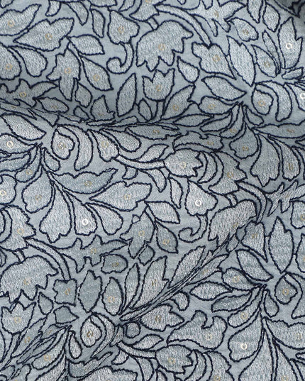 Silver Grey Pure Tussar Silk Fabric 110cm