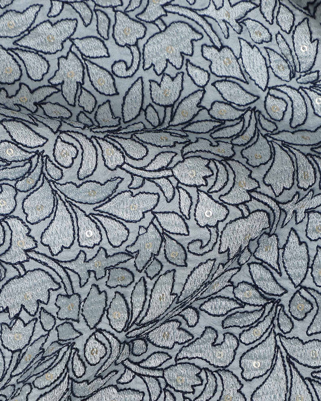 Silver Grey Pure Tussar Silk Fabric 110cm