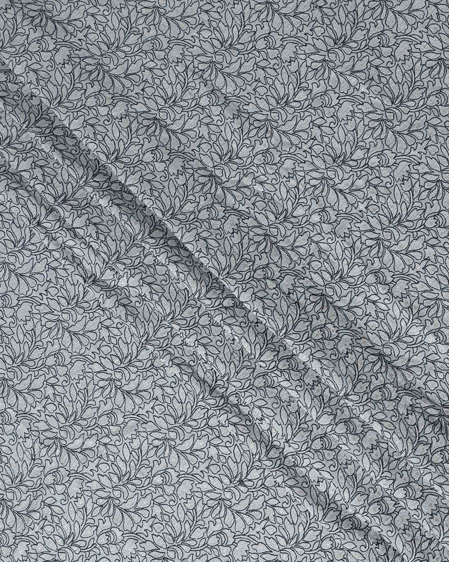Silver Grey Pure Tussar Silk Fabric 110cm
