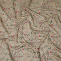 Khaki Beige Synthetic Tussar Embroidery Fabric 110cm