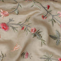 Khaki Beige Synthetic Tussar Embroidery Fabric 110cm