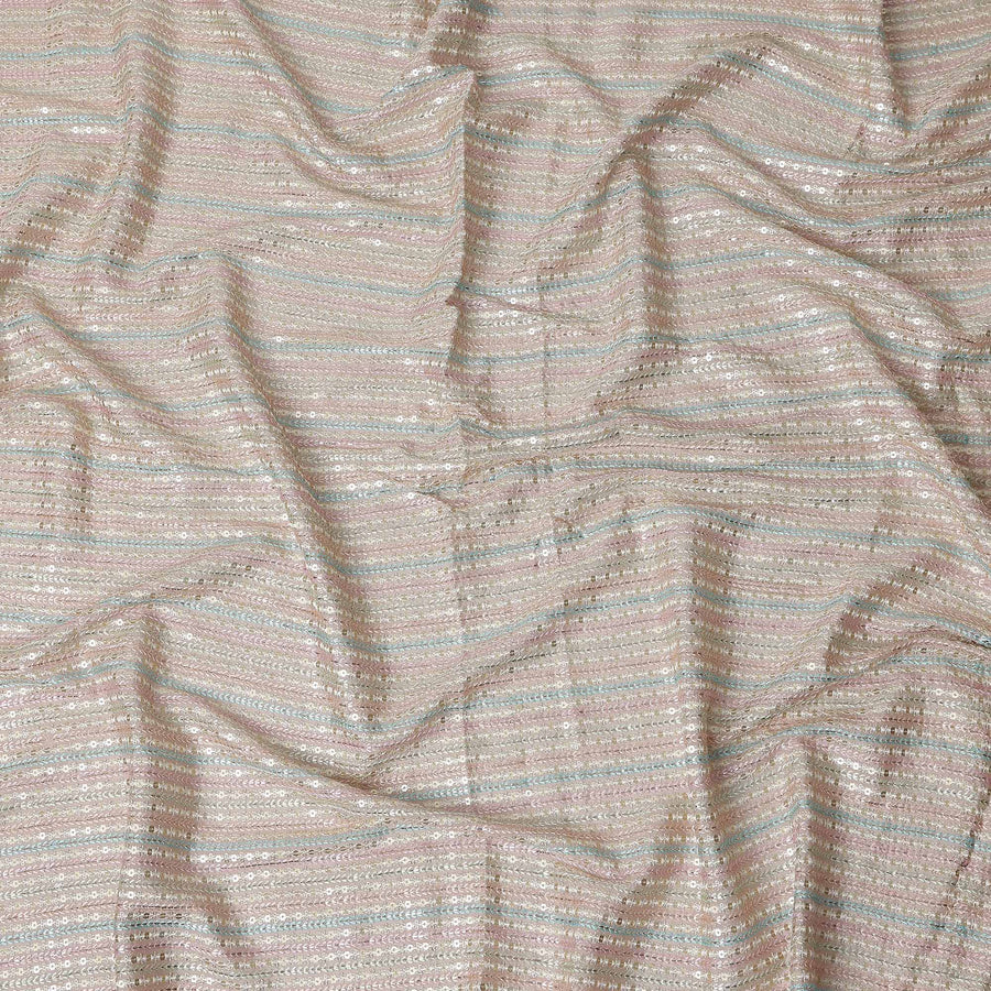 Champagne Beige Synthetic Chiffon Embroidery Fabric 110cm
