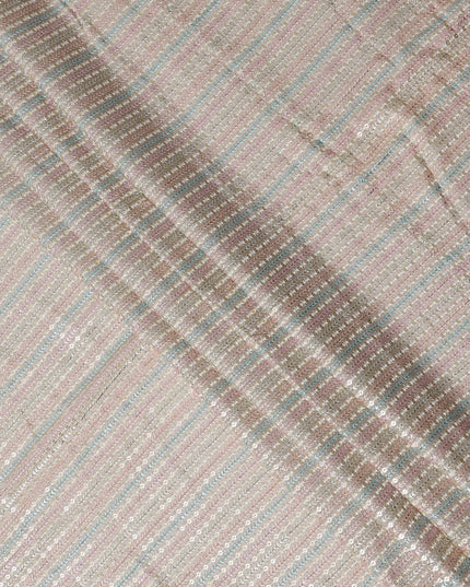 Champagne Beige Synthetic Chiffon Embroidery Fabric 110cm