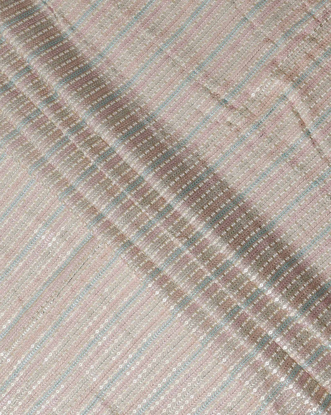 Champagne Beige Synthetic Chiffon Embroidery Fabric 110cm